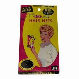 Vintage Tip Top 3-Pack Hair Nets Bobbed Size Light Brown Nylon NIP Collectible